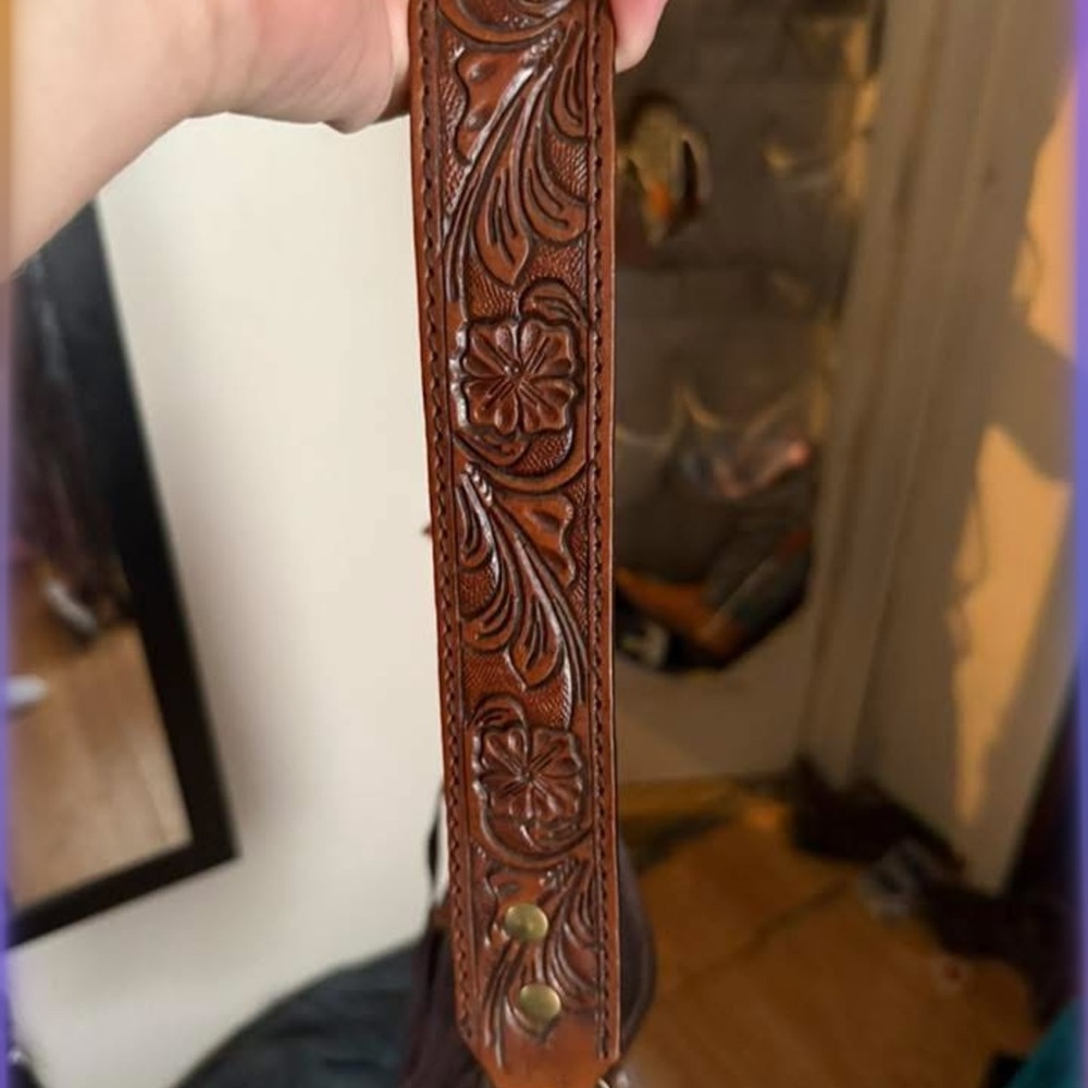 American Darling Brown Floral Embossed Shoulder Bag